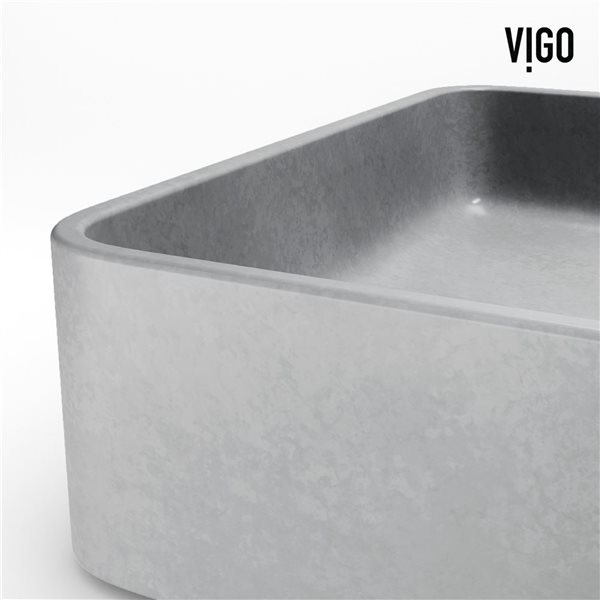 Lavabo vasque rectangulaire Basilica VIGO 23 L x 14 po l. en béton gris