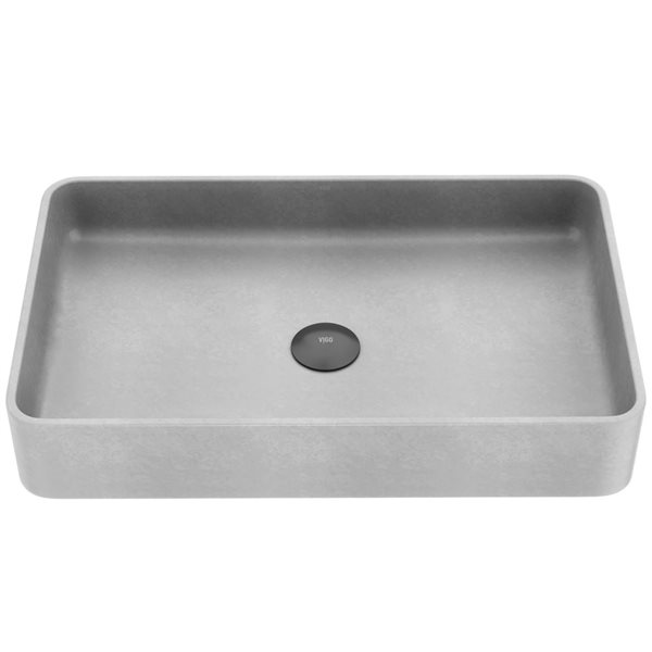 VIGO Basilica Grey Concrete Retangular Vessel 23 L x 14-in W Bathroom Sink