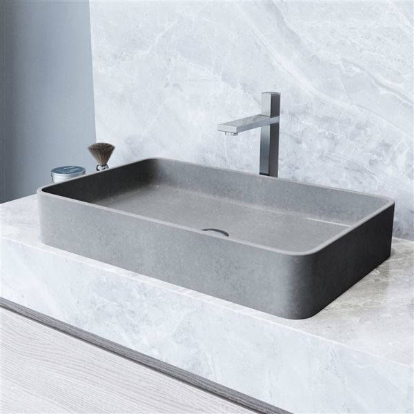 Lavabo vasque rectangulaire Basilica VIGO 23 L x 14 po l. en béton gris