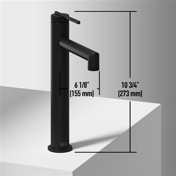 VIGO Sterling 11-in Matte Black Single Handle Single Hole Bathroom Vessel Faucet