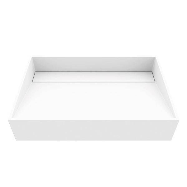 VIGO Starr 23-in x 15-in x 5-in White Modern Matte Stone Rectangular Vessel Bathroom Sink