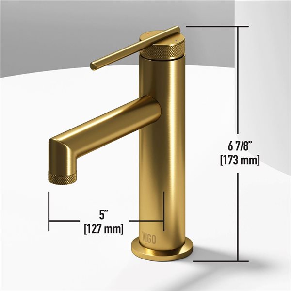 VIGO Sterling 7-in Matte Brushed Gold Single Handle Single Hole Bathroom Faucet