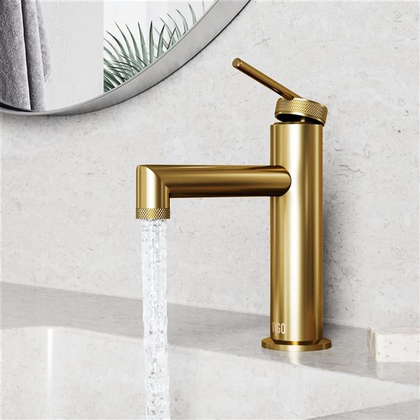 VIGO Sterling 7-in Matte Brushed Gold Single Handle Single Hole Bathroom Faucet