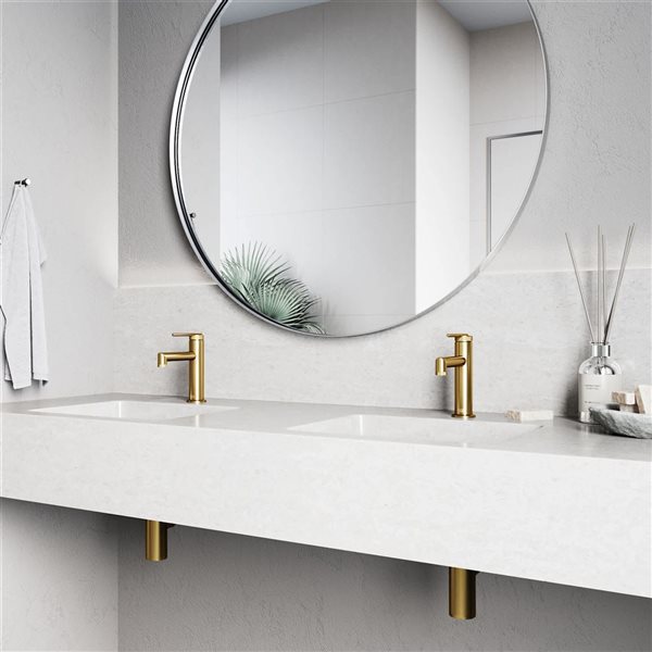 VIGO Sterling 7-in Matte Brushed Gold Single Handle Single Hole Bathroom Faucet