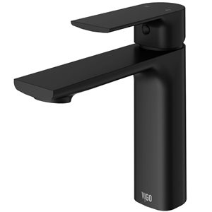 VIGO Davidson 6-in Matte Black Single Handle Single Hole Bathroom Faucet