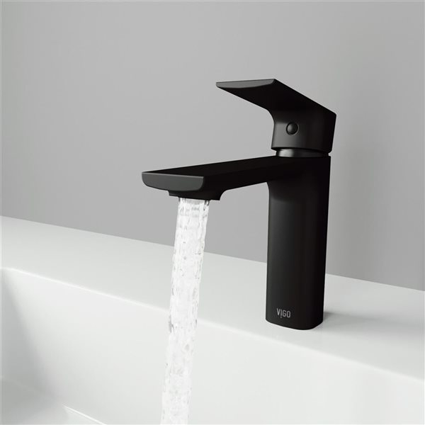 VIGO Davidson 6-in Matte Black Single Handle Single Hole Bathroom Faucet