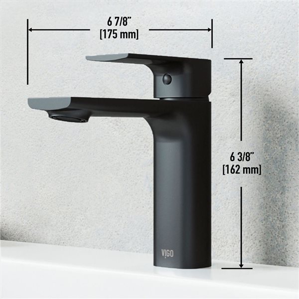 VIGO Davidson 6-in Matte Black Single Handle Single Hole Bathroom Faucet