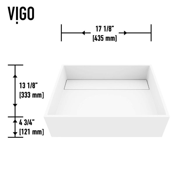 VIGO Montauk 17-in x 13-in x 5-in White Modern Matte Stone Rectangular Vessel Bathroom Sink