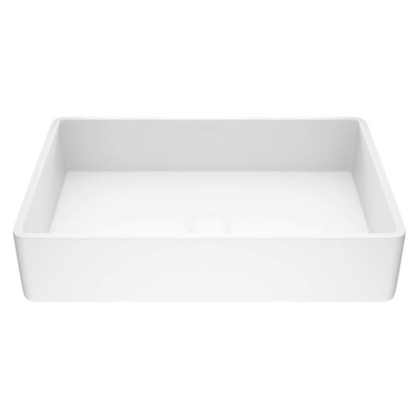 VIGO Magnolia 21-in x 14-in x 5-in White Modern Matte Stone Rectangular Vessel Bathroom Sink