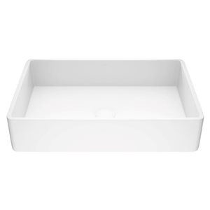 VIGO Magnolia 21-in x 14-in x 5-in White Modern Matte Stone Rectangular Vessel Bathroom Sink