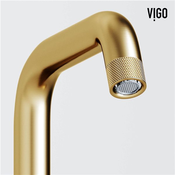 VIGO Cass&nbsp;9-in H Single Handle One-Hole Bathroom Faucet - Matte Brushed Gold