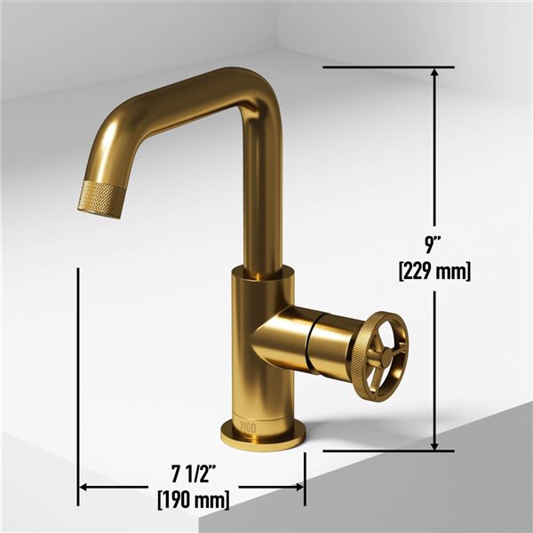 VIGO Cass&nbsp;9-in H Single Handle One-Hole Bathroom Faucet - Matte Brushed Gold
