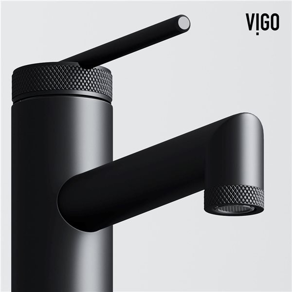 VIGO Sterling 7-in Matte Black Single Handle Single Hole Bathroom Faucet