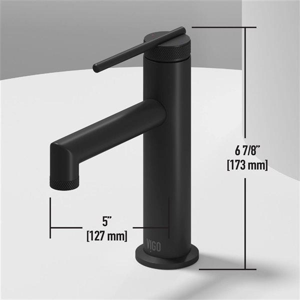 VIGO Sterling 7-in Matte Black Single Handle Single Hole Bathroom Faucet