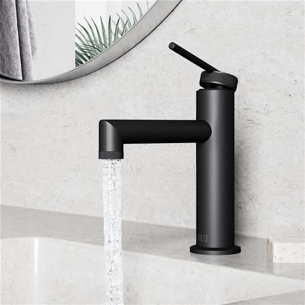 VIGO Sterling 7-in Matte Black Single Handle Single Hole Bathroom Faucet