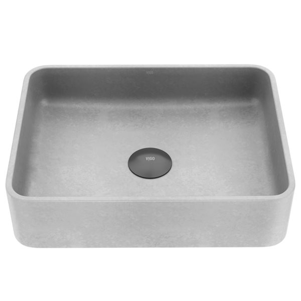 VIGO Segovia&nbsp;16-in L x&nbsp;12-in W x&nbsp;4-in H Concreto Stone Rectangular Vessel Bathroom Sink - Grey