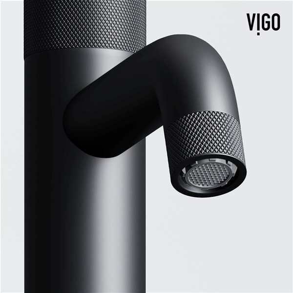 VIGO Apollo 8-in Matte Black Button Operated Single Hole Bathroom Faucet