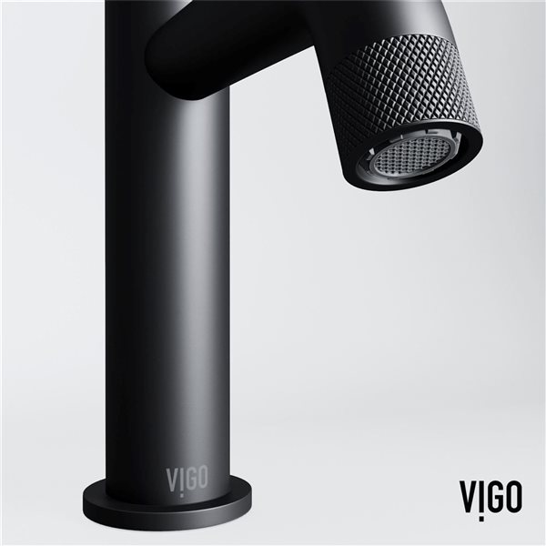 VIGO Apollo 8-in Matte Black Button Operated Single Hole Bathroom Faucet