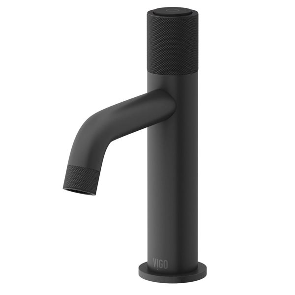 VIGO Apollo 8-in Matte Black Button Operated Single Hole Bathroom Faucet