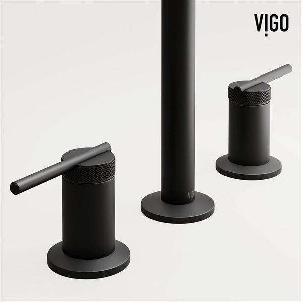 VIGO Sterling 7-in Matte Black 2-Handle Bathroom Widespread Faucet