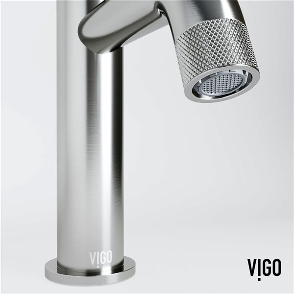 VIGO Apollo 8-in H Button Operated One-Hole Bathroom Faucet - Brushed Nickel