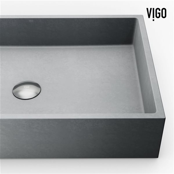 VIGO Orvieto Grey Concrete Rectangular Vessel 24 L x 15-in W Bathroom Sink