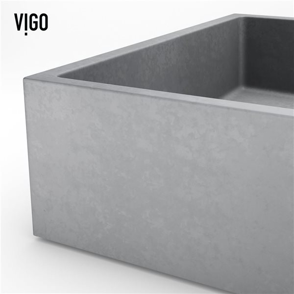 VIGO Orvieto Grey Concrete Rectangular Vessel 24 L x 15-in W Bathroom Sink