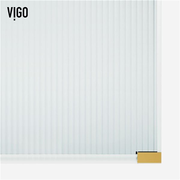 VIGO Arden 34-in x 78-in Matte Brushed Gold Frameless Fixed Shower Screen with Fluted Glass