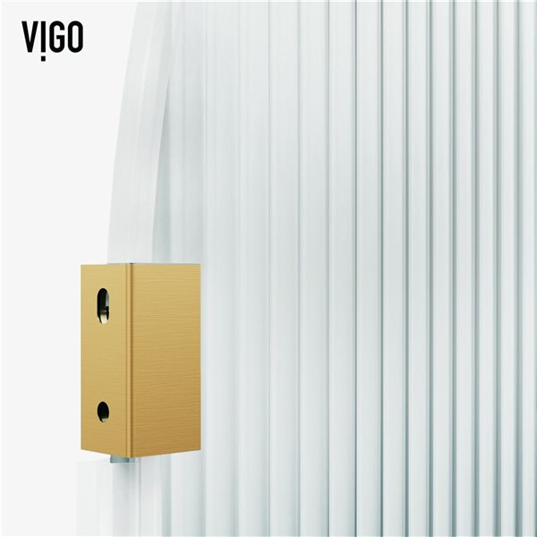 VIGO Arden 34-in x 78-in Matte Brushed Gold Frameless Fixed Shower Screen with Fluted Glass