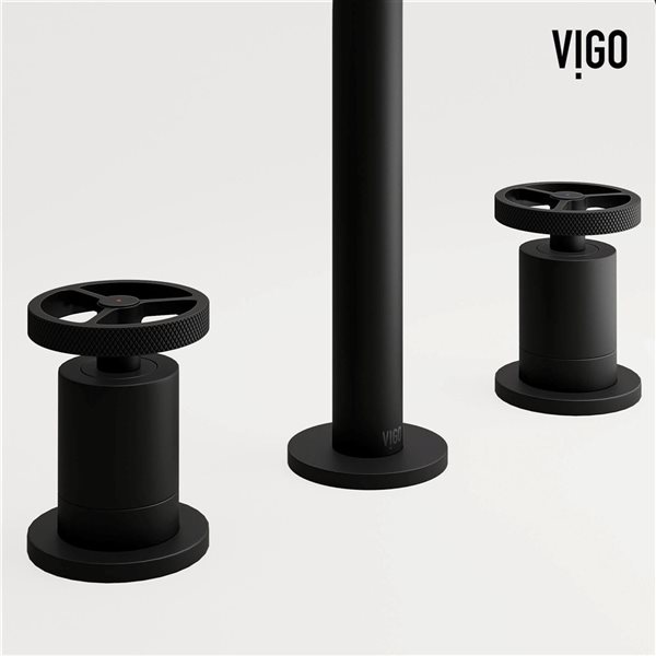 VIGO Cass 8-in Matte Black 2-Handle Bathroom Widespread Faucet