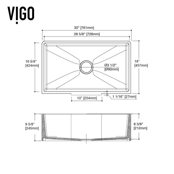 VIGO Matte Stone™ 30-in White Single-Bowl Square Apron/Farmhouse Kitchen Sink Set With Silicone Grid