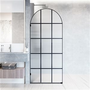 VIGO Arden 34-in x 78-in  Matte Black Framed Fixed Shower Screen with Fluted Glass