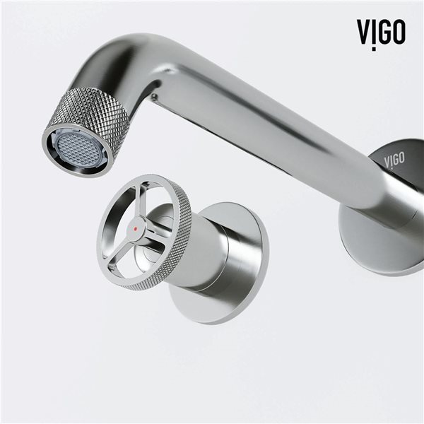 VIGO Cass 3-in Brushed Nickel 2-Handle Bathroom Wall Mount Faucet