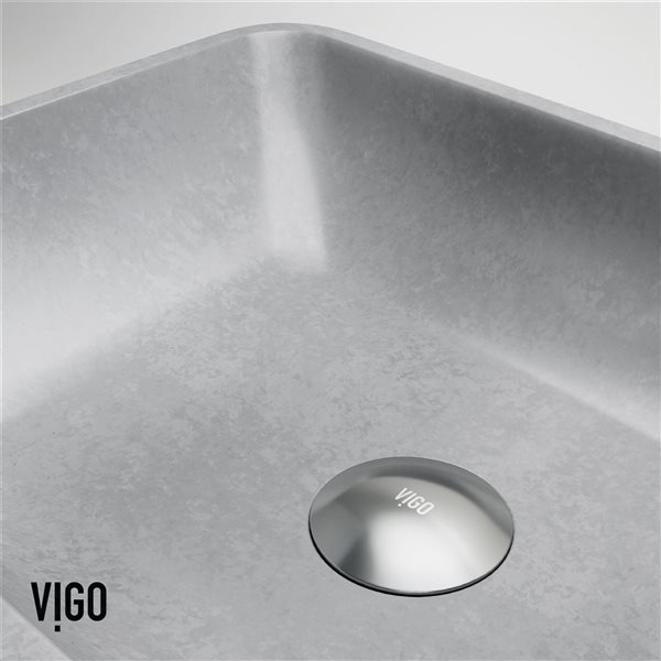 VIGO Duomo&nbsp;18-in L x&nbsp;13-in W x&nbsp;4-in H Concreto Stone Rectangular Vessel Bathroom Sink - Grey