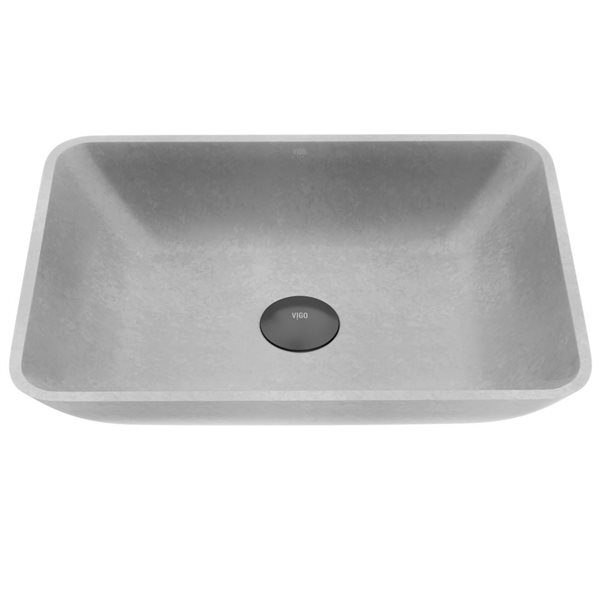 Duomo 18-In L X 13-In W X 4-In H Concreto Stone Rectangular Vessel Bathroom Sink - Grey, Grey/Tan, Marble