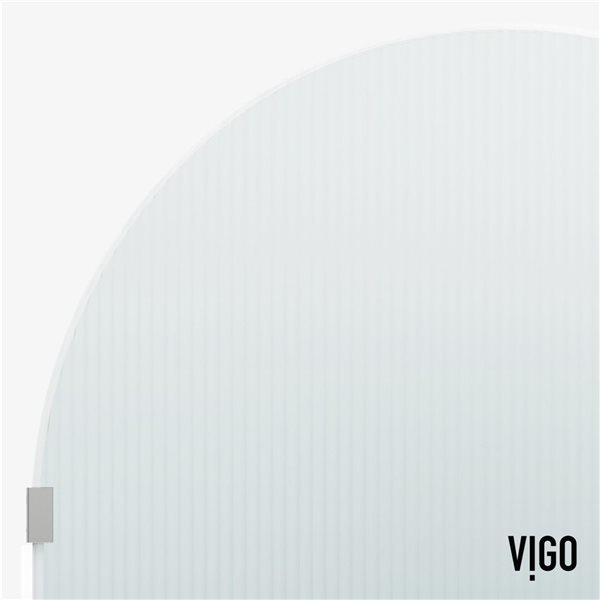 VIGO Arden 34-in x 78-in Chrome Frameless Fixed Shower Screen with Fluted Glass