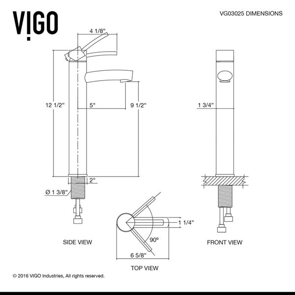 VIGO Milo 13-in Brushed Nickel Single Handle Single Hole Bathroom Vessel Faucet