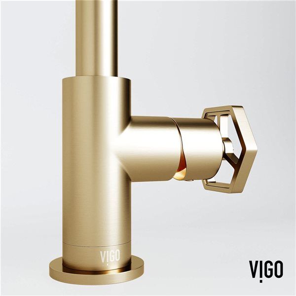 VIGO Ruxton 9-in Matte Brushed Gold Single Handle Single Hole Bathroom Faucet