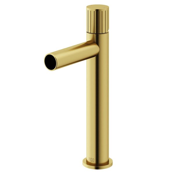 VIGO Ashford 11-in Matte Brushed Gold Single Handle Single Hole Bathroom Vessel Faucet