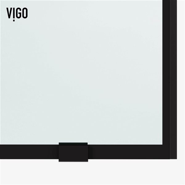 VIGO Elan 60 to 64-in x 74-in Matte Black Frameless Sliding Shower Door with Clear Glass and Handle