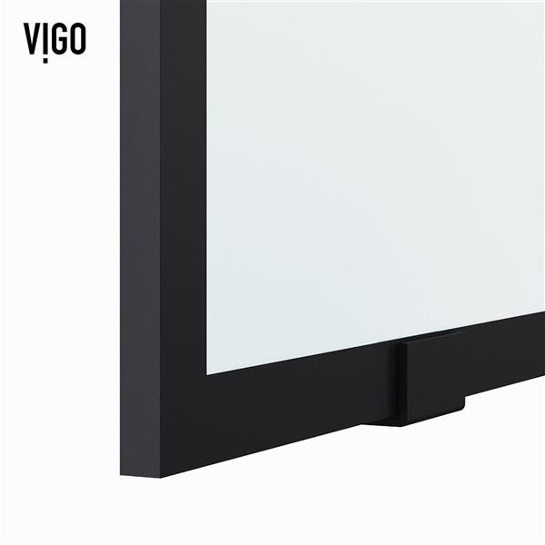 VIGO Elan 60 to 64-in x 74-in Matte Black Frameless Sliding Shower Door with Clear Glass and Handle