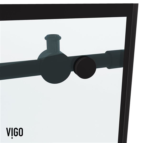 VIGO Elan 60 to 64-in x 74-in Matte Black Frameless Sliding Shower Door with Clear Glass and Handle