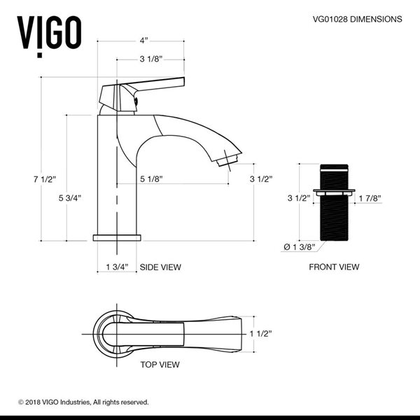 VIGO Penela 8-in Matte Black Single Handle Single Hole Bathroom Faucet