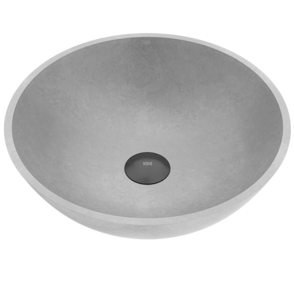 VIGO Ravenna Grey Concrete Round Vessel 16-in W Bathroom Sink