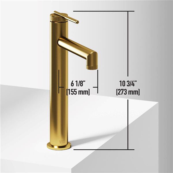 VIGO Sterling 11-in Matte Brushed Gold Single Handle Single Hole Bathroom Vessel Faucet