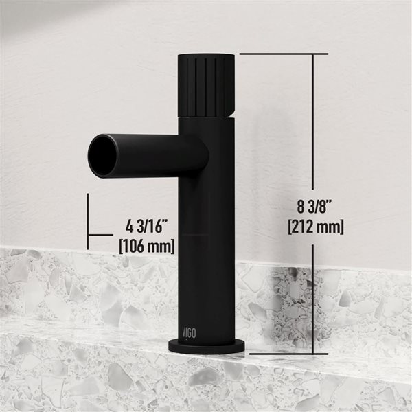 VIGO Ashford 8-in Matte Black Single Handle Single Hole Bathroom Faucet