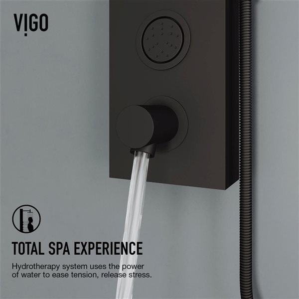 VIGO Bowery&nbsp;59-in H x&nbsp;6-in W&nbsp;4-Jet High-Pressure Shower Panel System with Round Fixed Matte Black Rain Shower Head