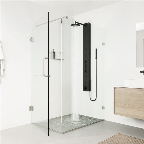 VIGO Bowery&nbsp;59-in H x&nbsp;6-in W&nbsp;4-Jet High-Pressure Shower Panel System with Round Fixed Matte Black Rain Shower Head