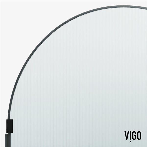 VIGO Arden 34-in x 78-in Matte Black Framed Fixed Shower Screen with Fluted Glass