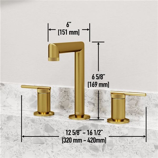 VIGO Sterling 7-in Matte Brushed Gold 2-Handle Bathroom Widespread Faucet